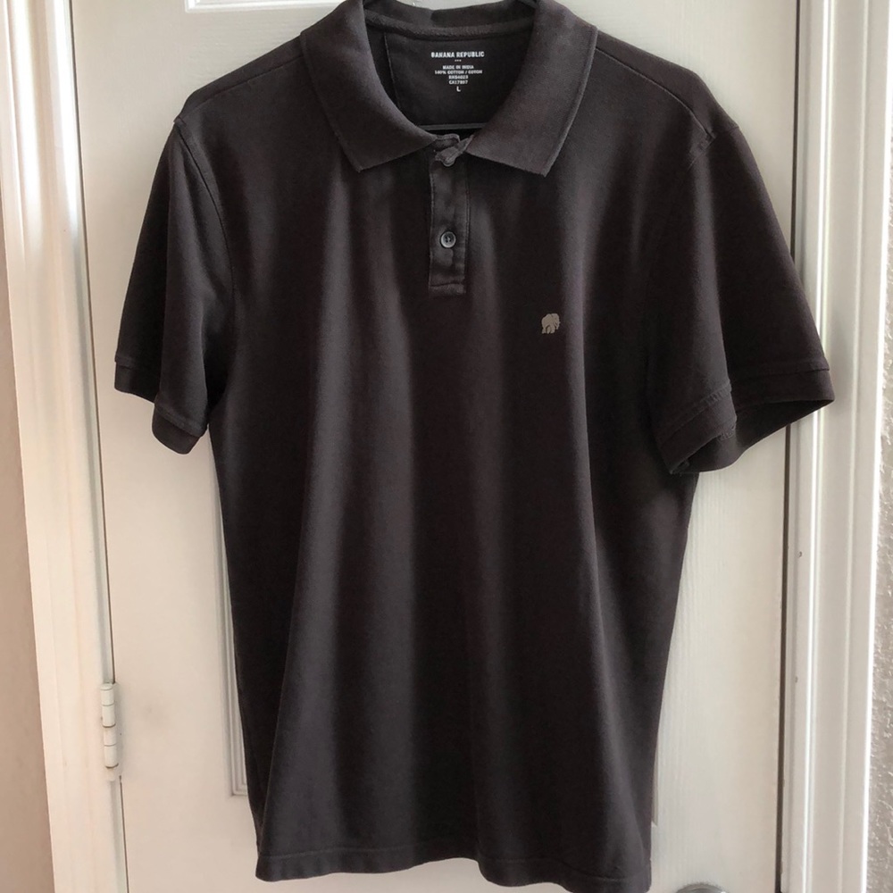 Banana Republic Men's Signature Polo Shirt Dark Brown Cotton Short Sleeve Size L